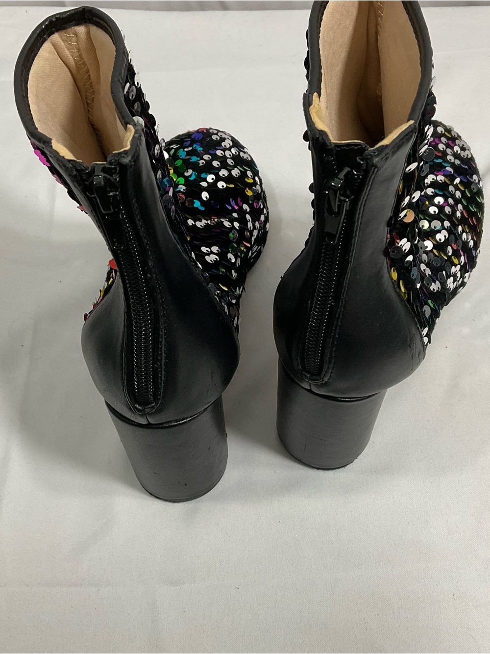 Black Sequin Ankle Boots - Women - Picture 4 of 6